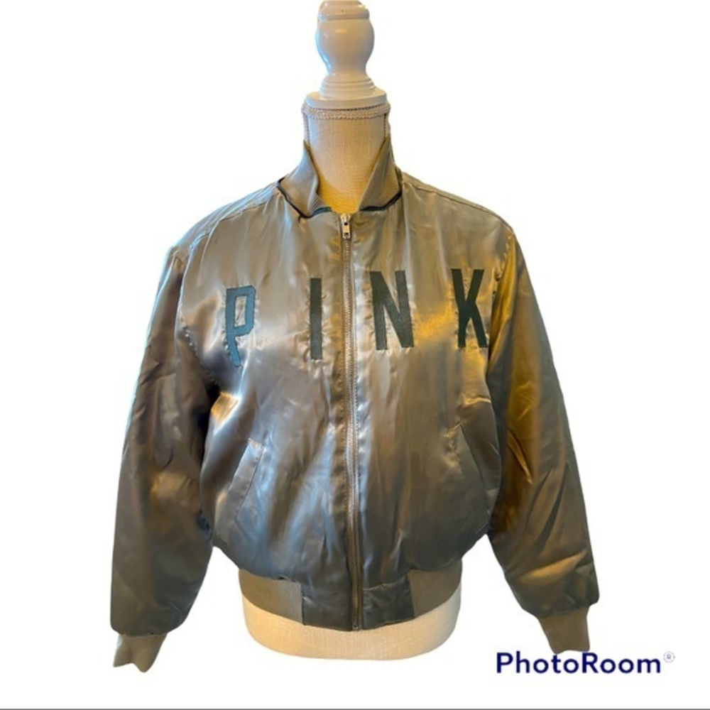 Pink Victoria secrets size XS army green bomber jacket vintage